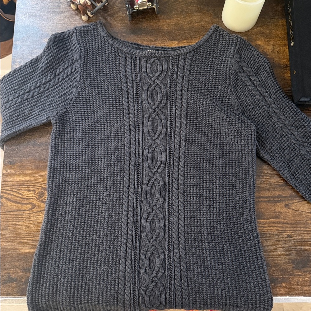 Women's Dark Grey Cable Knit Sweater